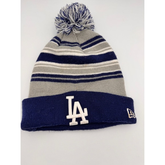 New Era Other - Los Angeles LA Dodgers New Era Knit Pom Beanie Hat Blue Gray Stripe One Size